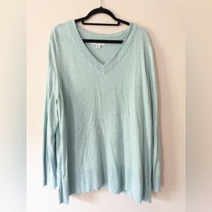 Ava & Viv Light Blue V-Neck Sweater Modal Blend Long Sleeve 3X